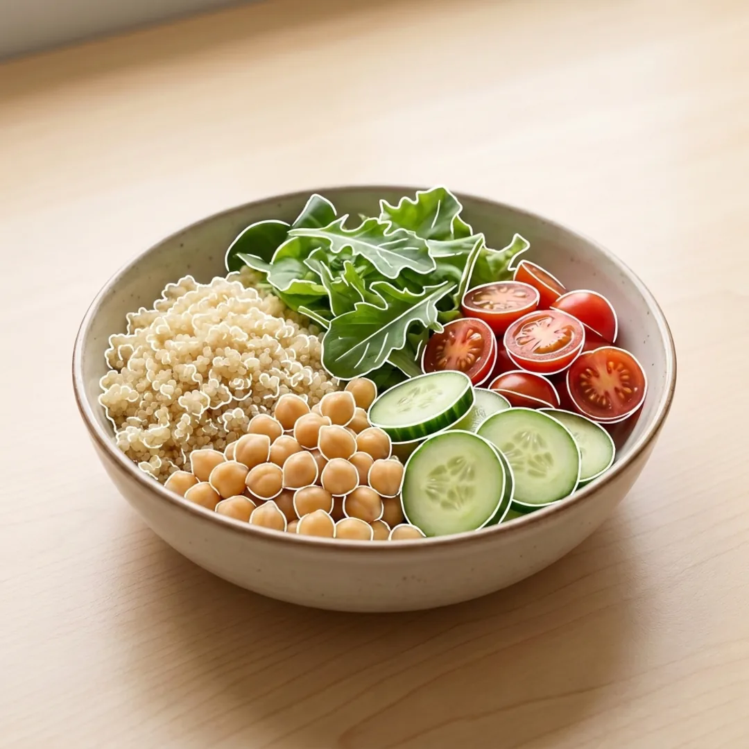 Buddha bowl quinoa với rau và đậu gà