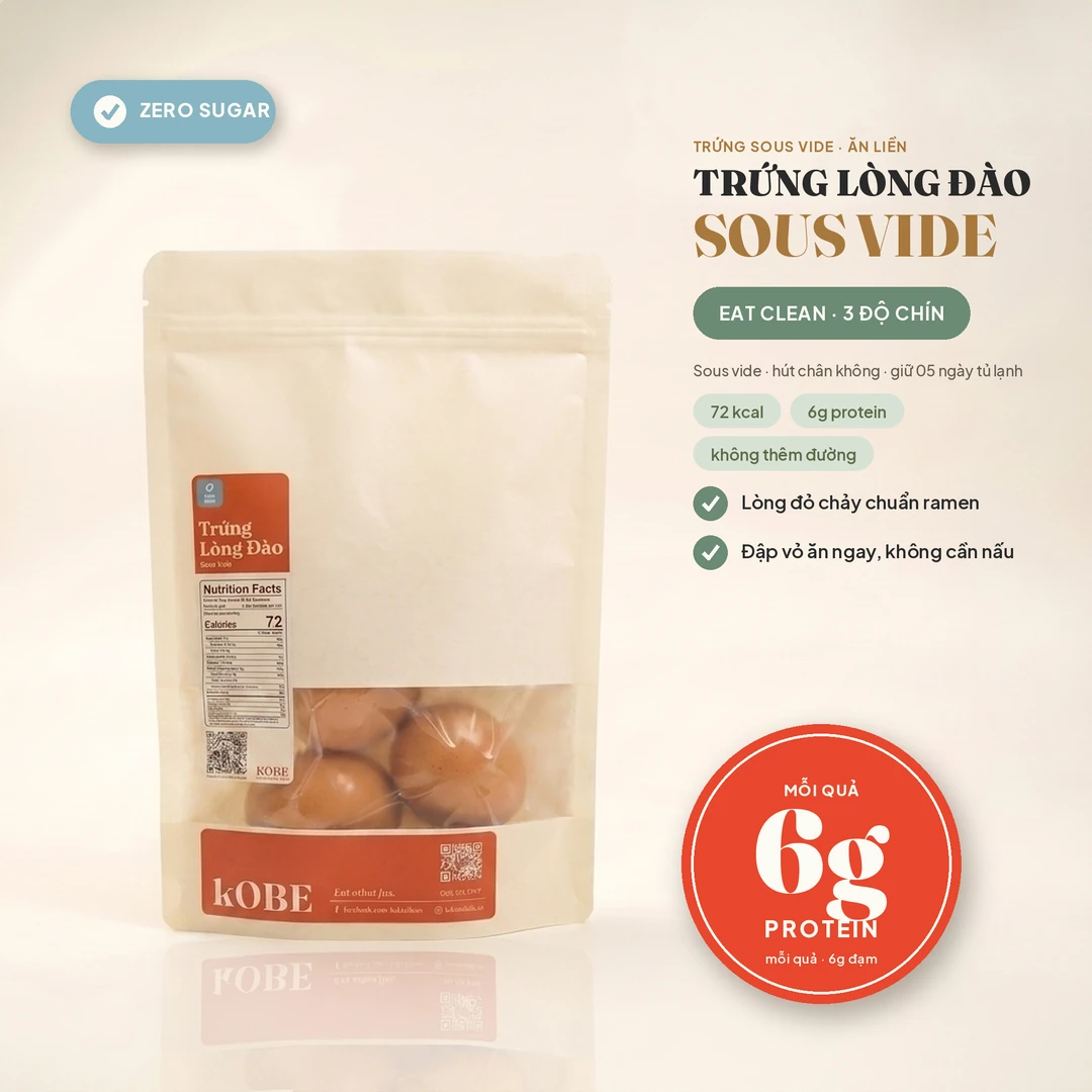 Bao bì Trứng Lòng Đào Sous Vide